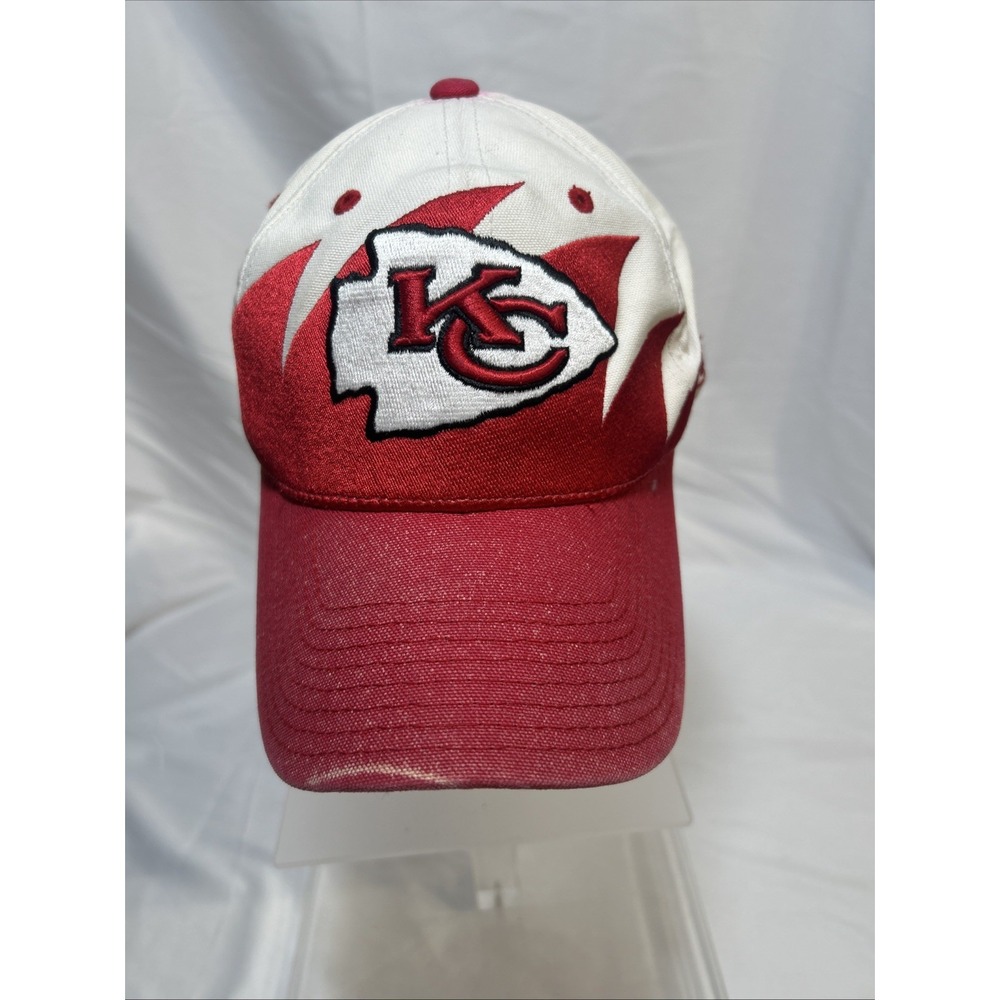 Vintage Reebok Kansas City Chiefs SharkTooth Hat Red White Strap Back Y2K